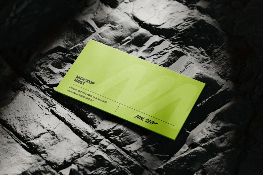 Free Business Card Mockup on Rock Surface for Branding