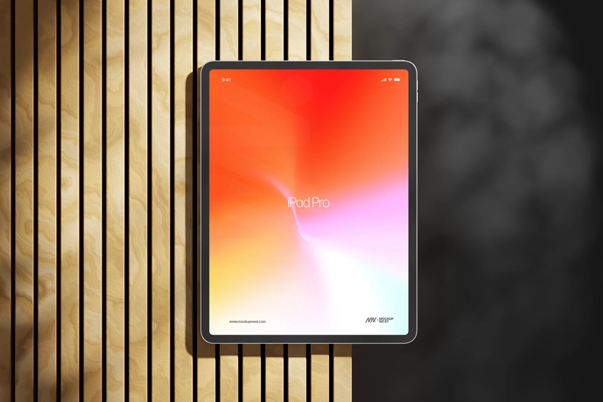 Free iPad Pro Mockup PSD for Design Presentation Free iPad Pro Mockup On Wood