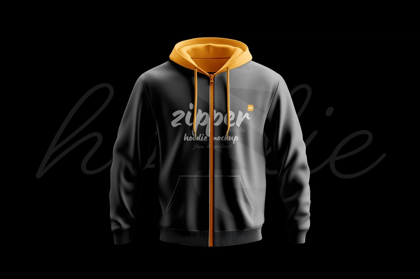 Free Zipper Hoodie Mockup for Apparel Design Free Zipper Hoodie Mockup for Apparel Design