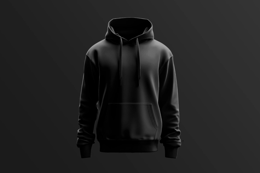 Free Black Hoodie Mockup for Apparel Design