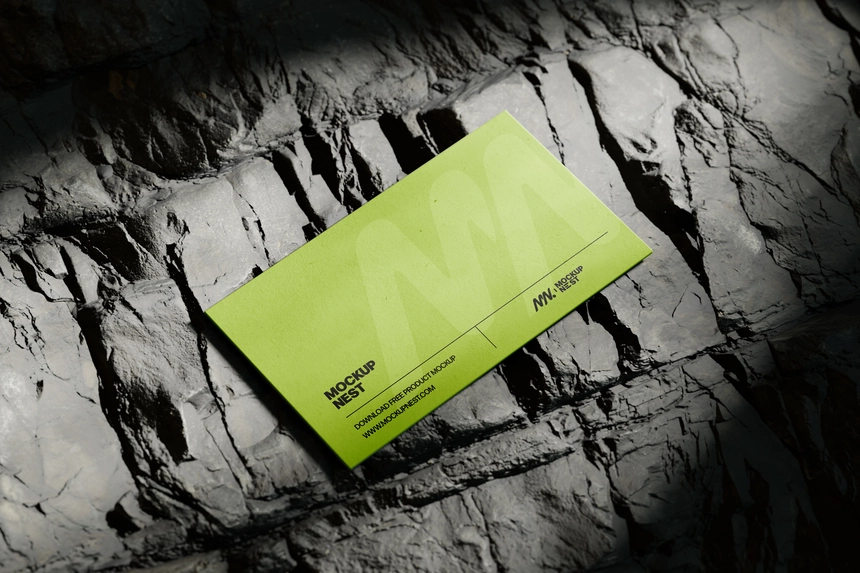 Free Business Card Mockup on Rock Surface for Branding