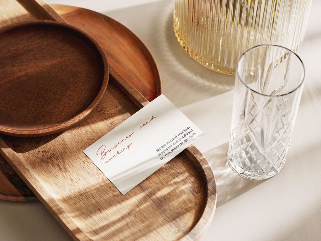 Free Business Card Mockup with Decorative Elements for Branding