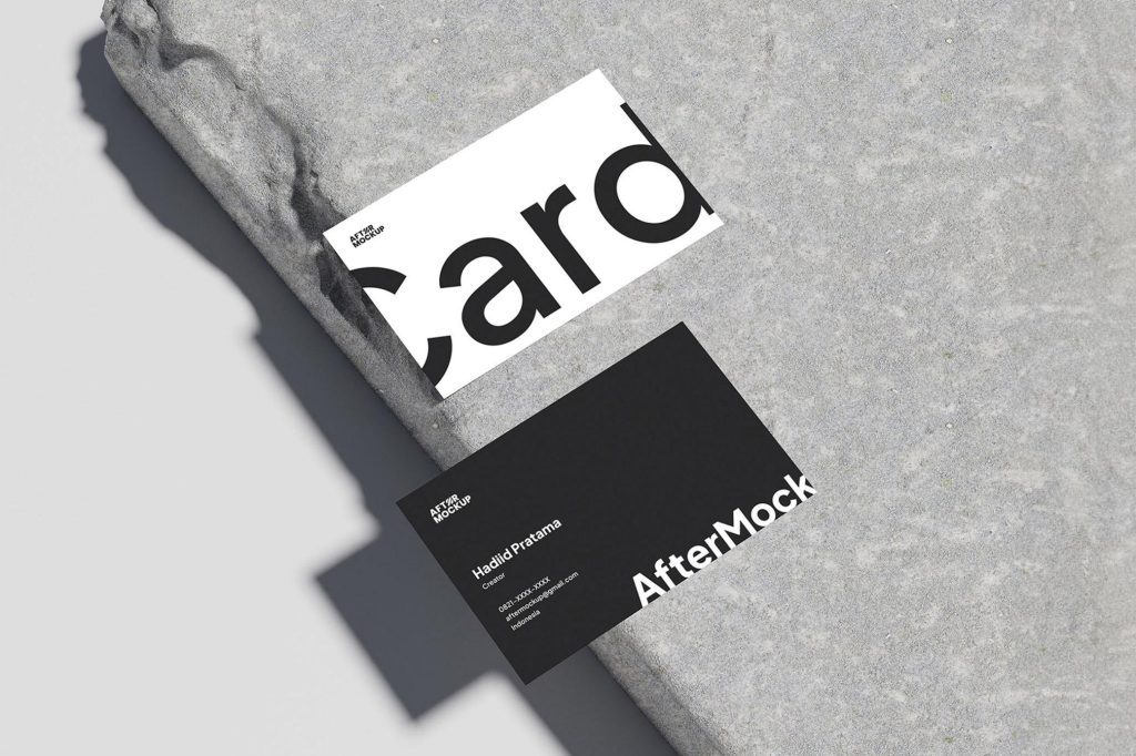 Business Card Mockup On Concrete