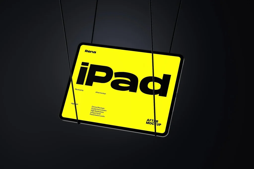 Premium Hanging iPad Mockup PSD for Stunning UI UX Design Hanging iPad Mockup