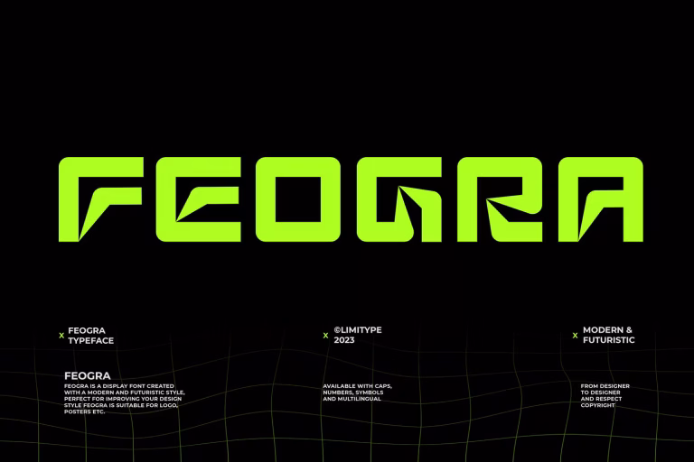 Free Feogra Futuristic Geometric Display Font