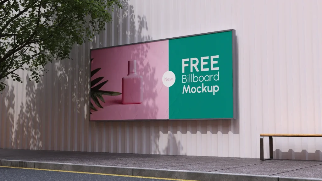 Free Street Wide Billboard Mockup Free Street Wide Billboard Mockup