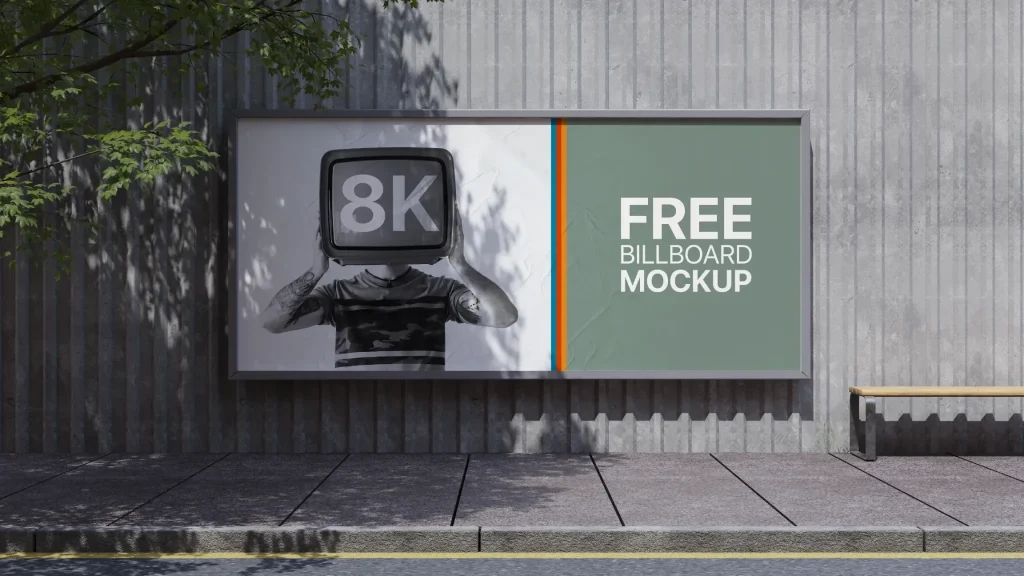 Free Wide Street Billboard Mockup Free Wide Street Billboard Mockup