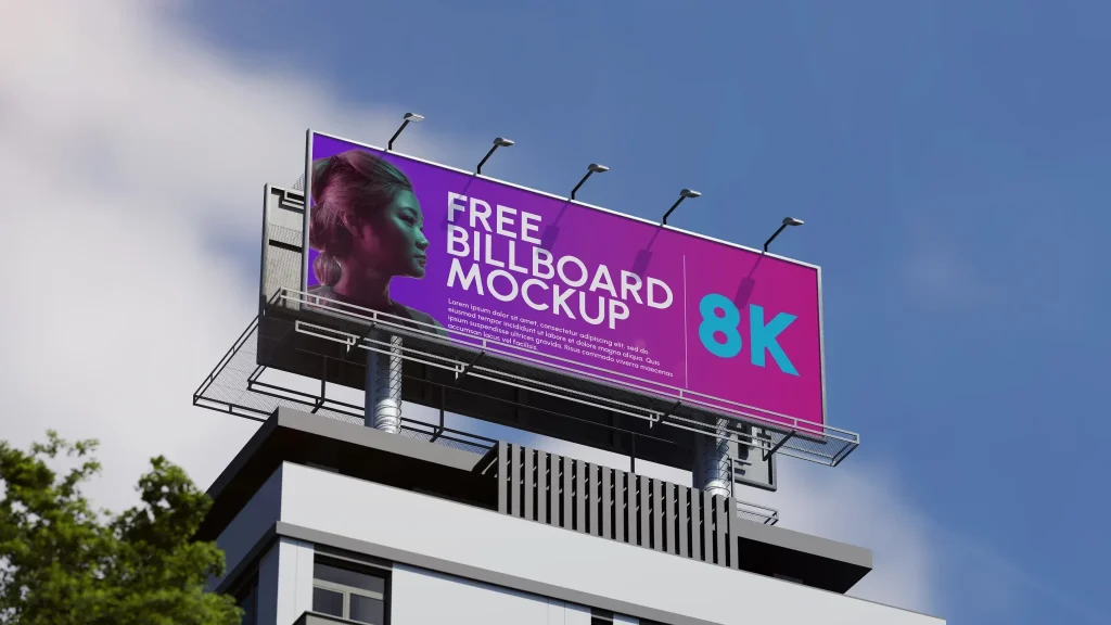 Billboard on Top of Building Mockup