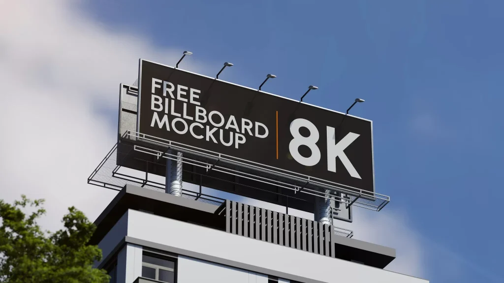 Billboard on Top of Building Mockup