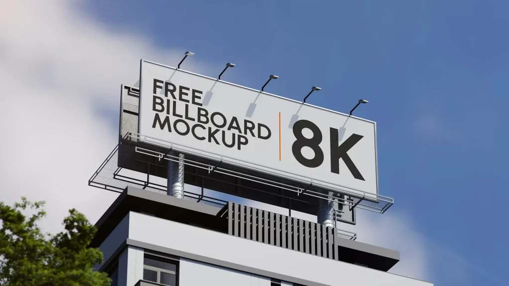 Billboard on Top of Building Mockup