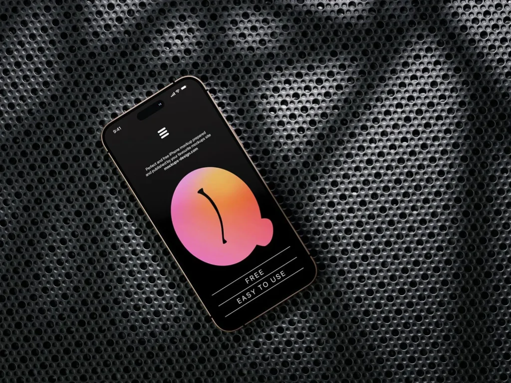 Smartphone on plastic background mockup