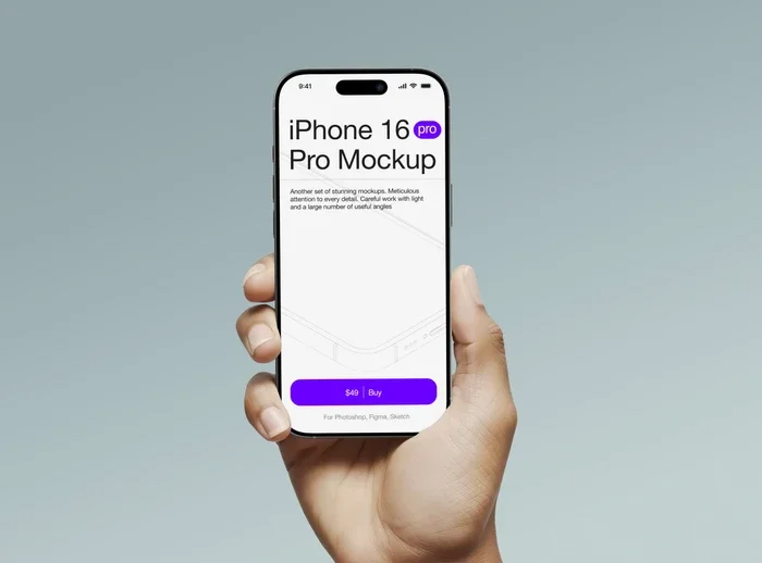 Free Realistic iPhone 16 Pro in Hand Mockup