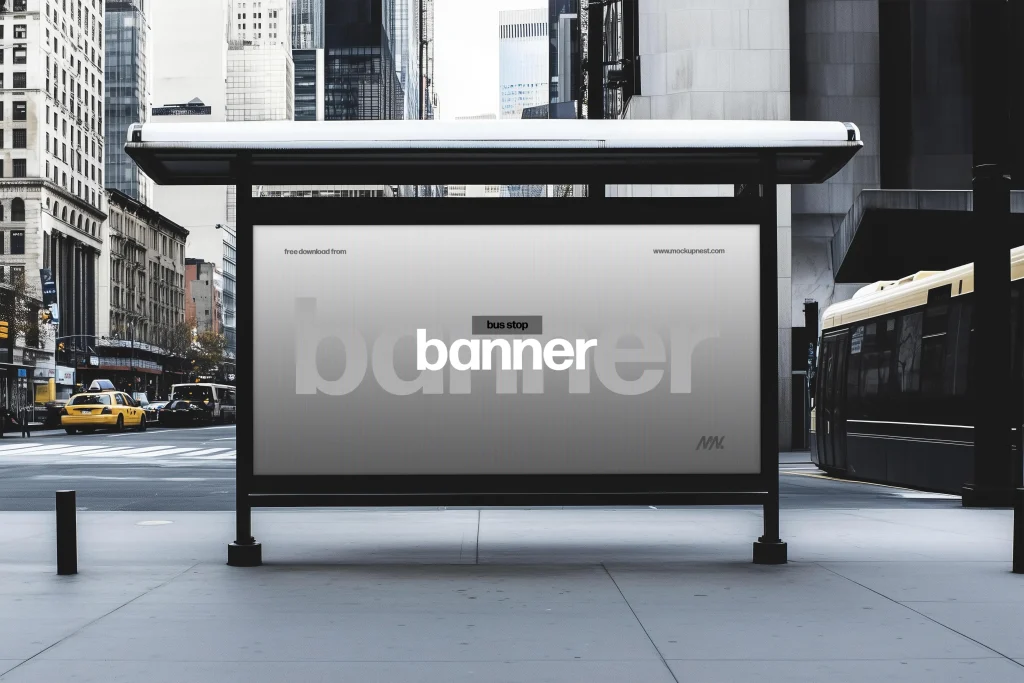 Free Bus Stop Banner Mockup
