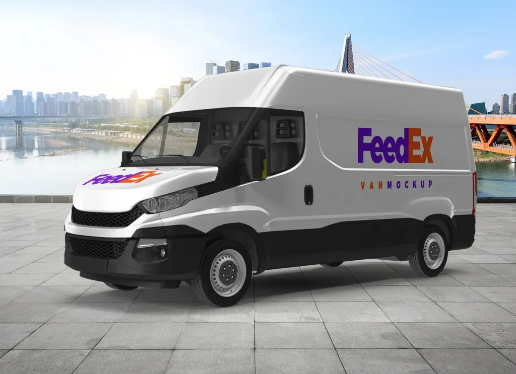 Free Cargo Van Mockup PSD With 4 Angles