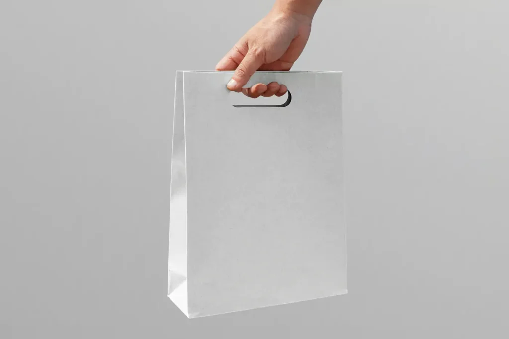 Free Holding Craft Paper Bag Mockup