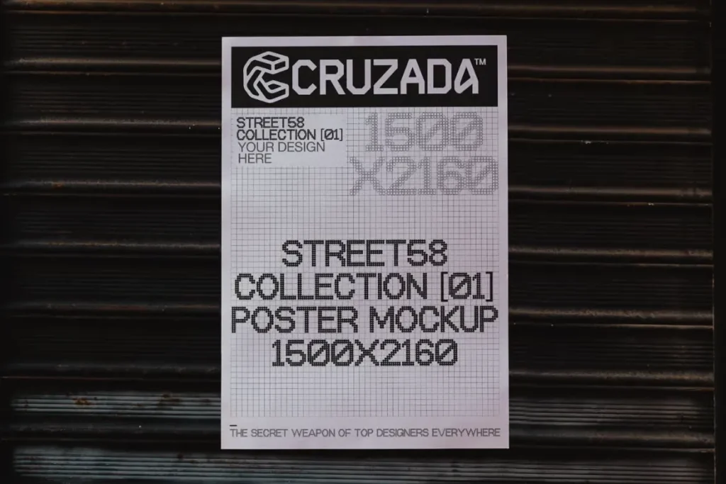 Free Poster On Metal Roller Shutter Mockup