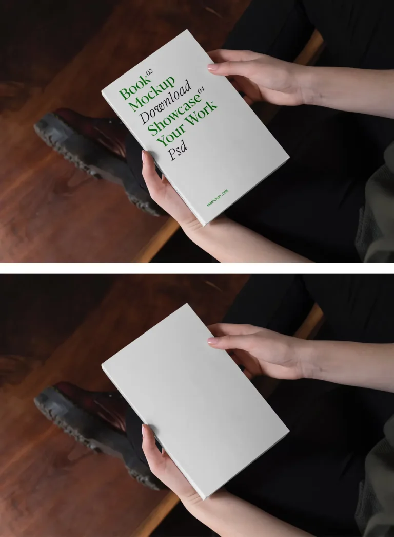 Perspective Book in Hands Mockup