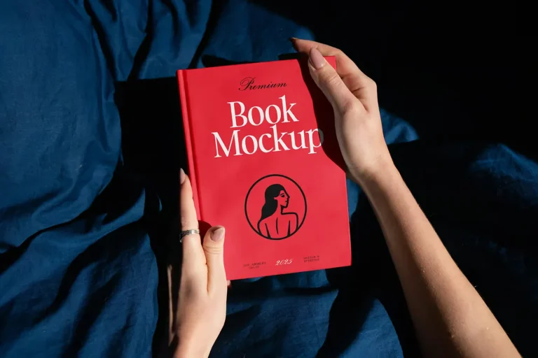 Free Woman Holding Book PSD Mockup
