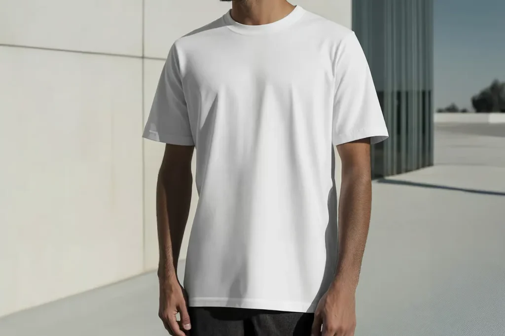 Free Standing Men Wearing T-Shirt PSD Mockup