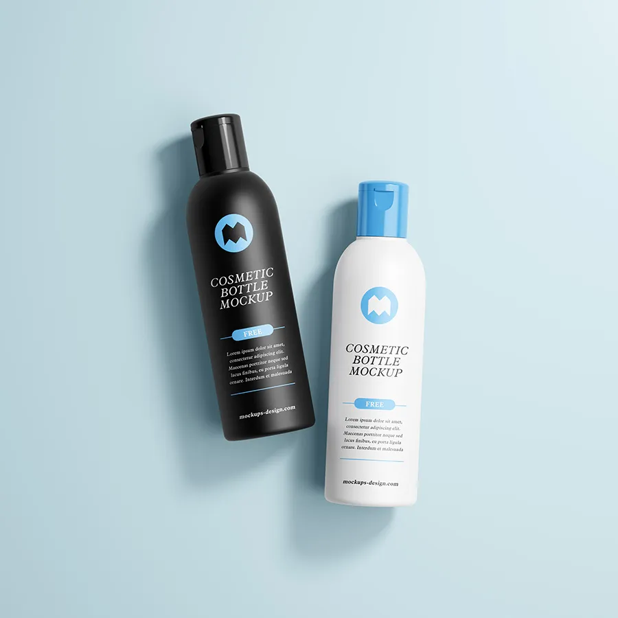 Black and white cosmetic bottle mockup Black and white cosmetic bottle mockup