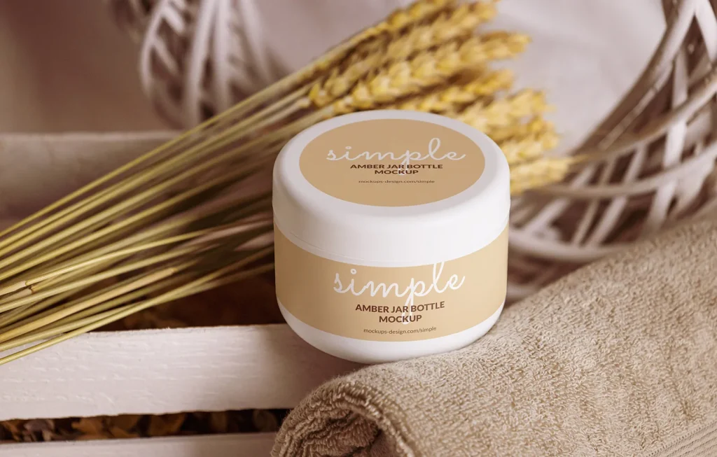 Free Cosmetic jar with label mockup Free Cosmetic jar with label mockup