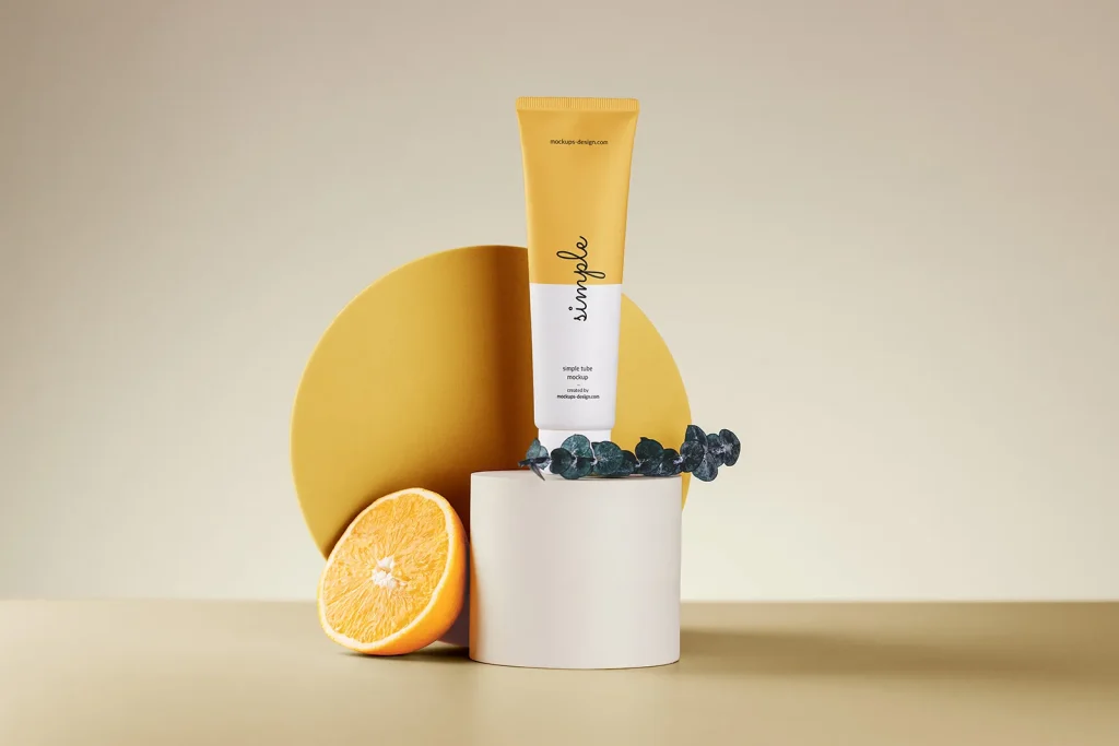 Cosmetic tube on podium mockup
