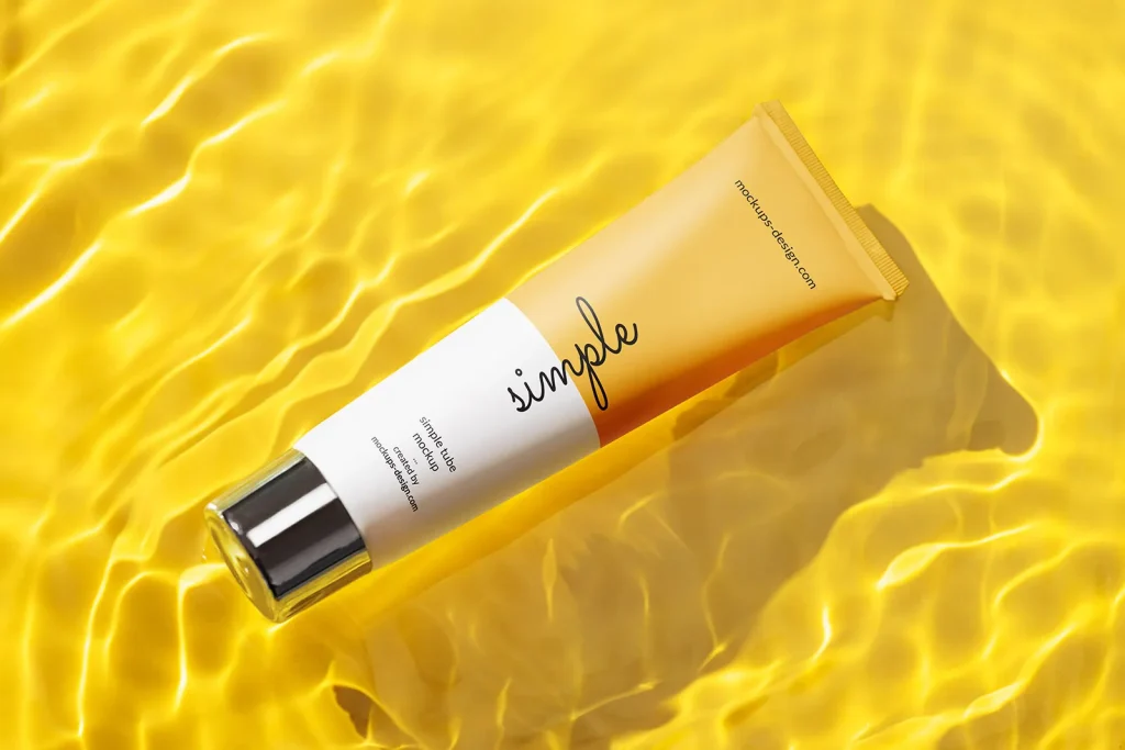 Cosmetic tube in water mockup Cosmetic tube in water mockup