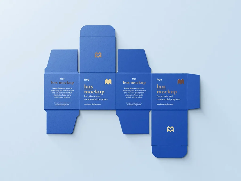 Free square unfolded box mockup Free square unfolded box mockup