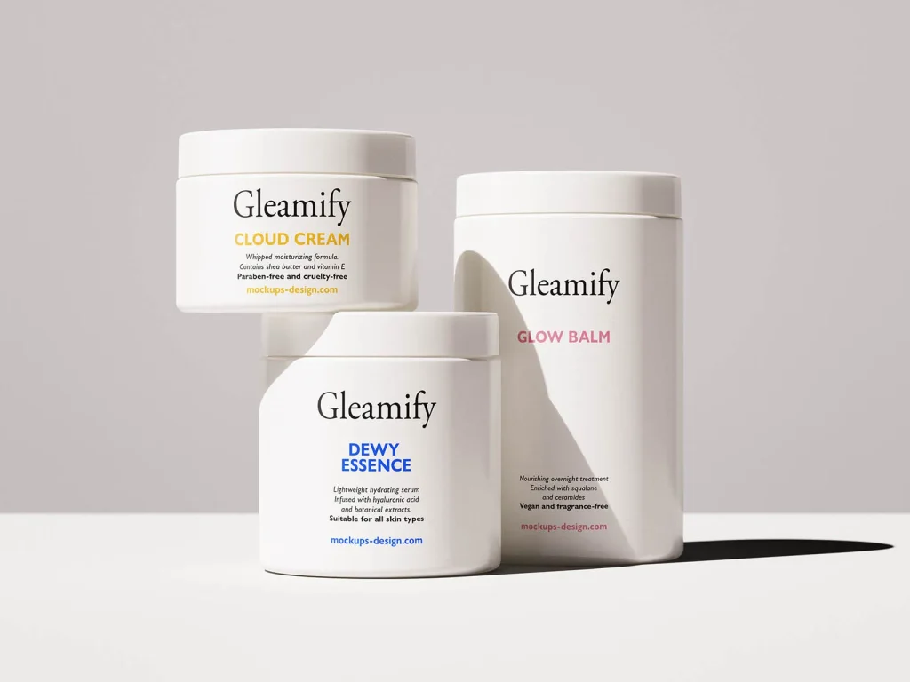 Multiple cosmetic jars mockup Multiple cosmetic jars mockup