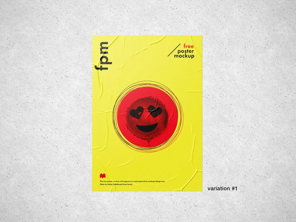 Free wrinkled poster mockup Free wrinkled poster mockup