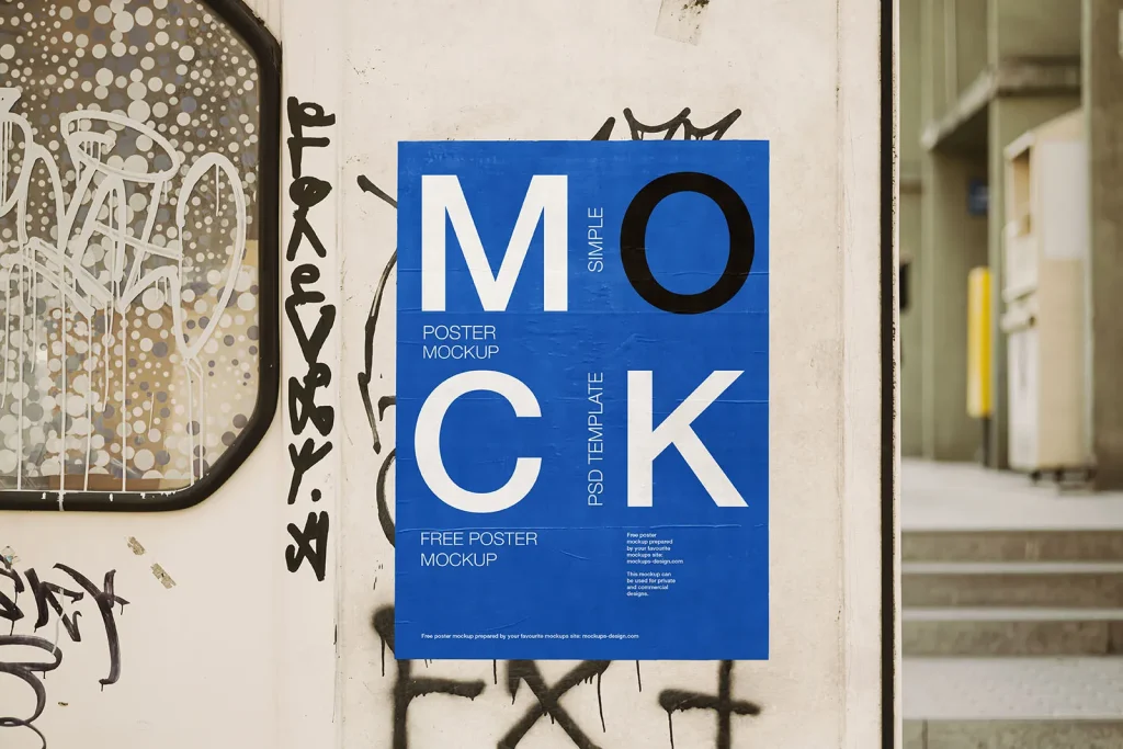 Free simple glued poster mockup