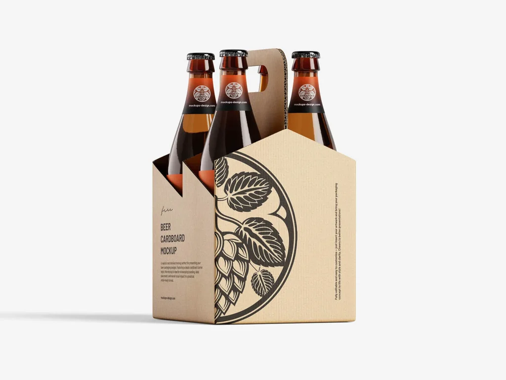 Craft-style beer carrier mockup