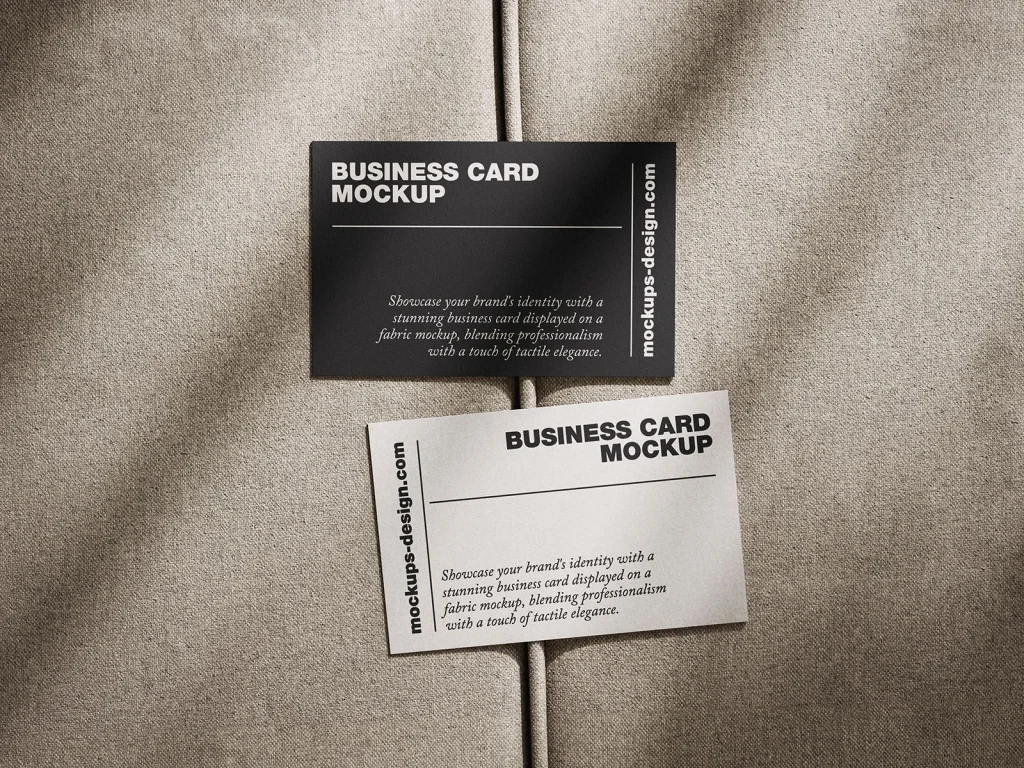 Free business card mockup on fabric