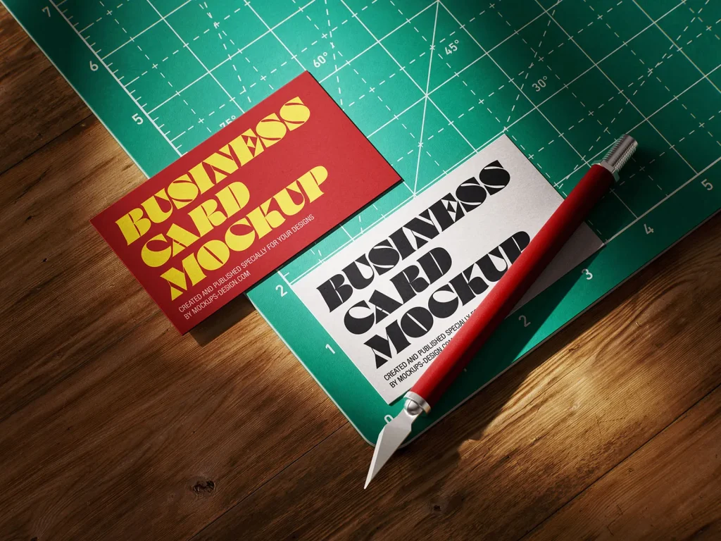 Business card on cutting matt mockup