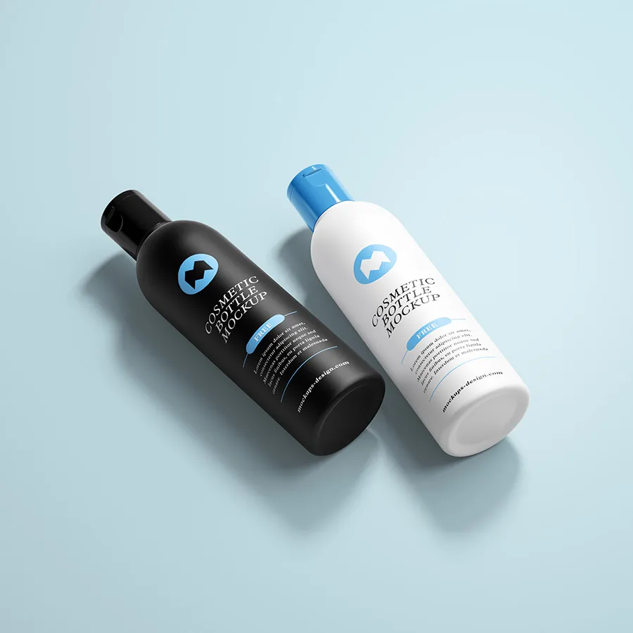 Black and white cosmetic bottle mockup Black and white cosmetic bottle mockup
