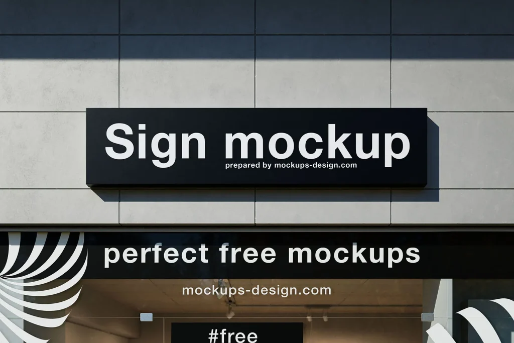 Sign with glass exposition mockup