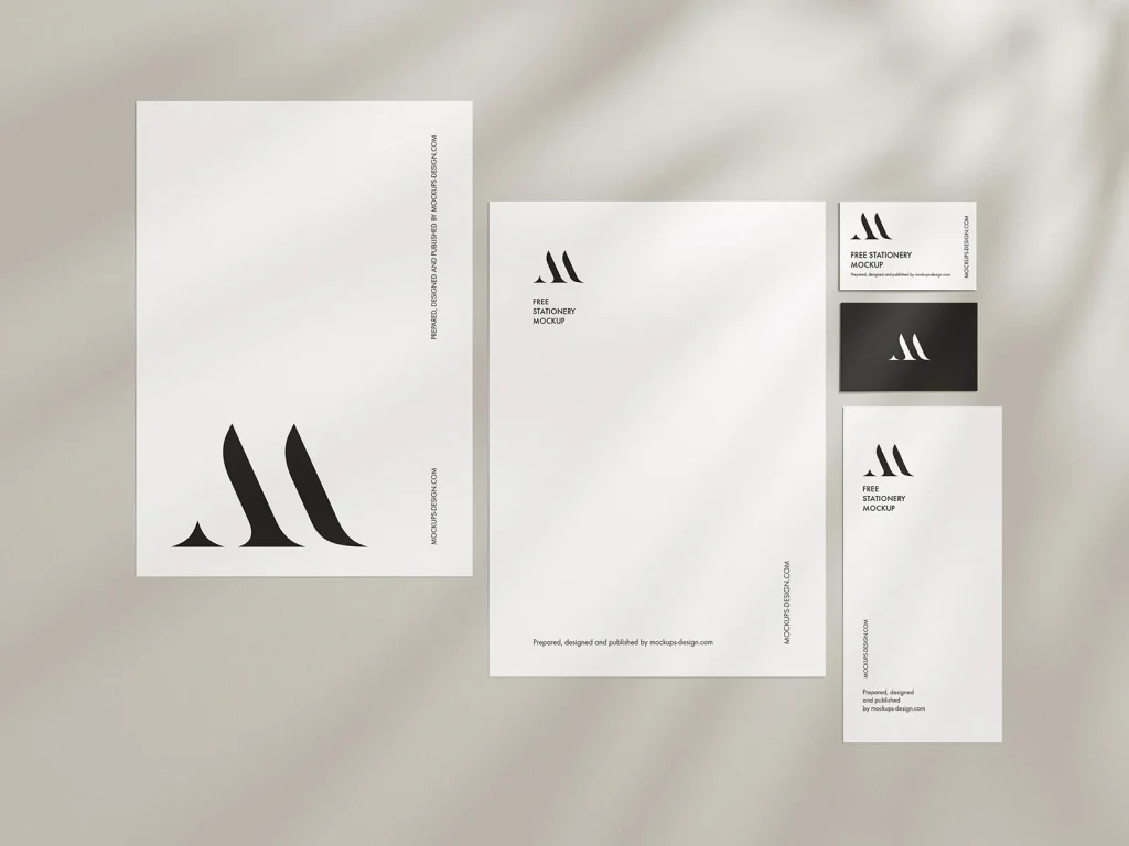 Stationery with delicate shadows mockup