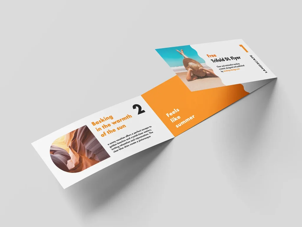 Free landscape trifold DL flyer mockup Free landscape trifold DL flyer mockup