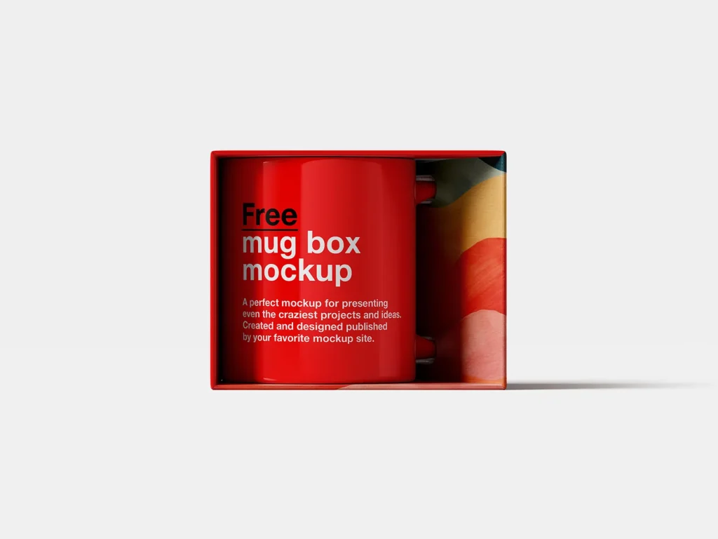 Mug in the box mockup Mug in the box mockup