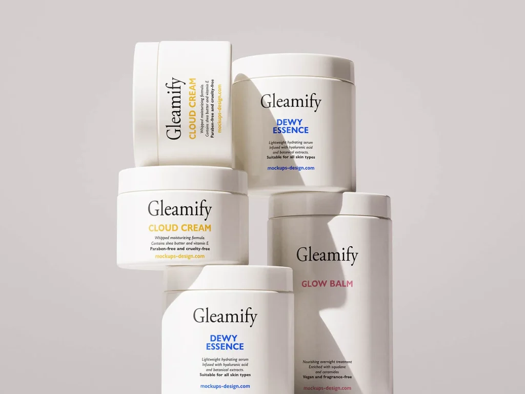 Multiple cosmetic jars mockup Multiple cosmetic jars mockup