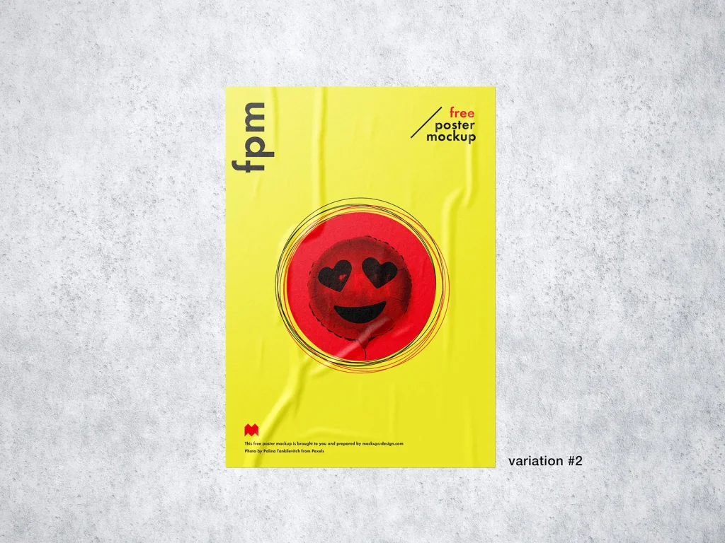 Free wrinkled poster mockup Free wrinkled poster mockup