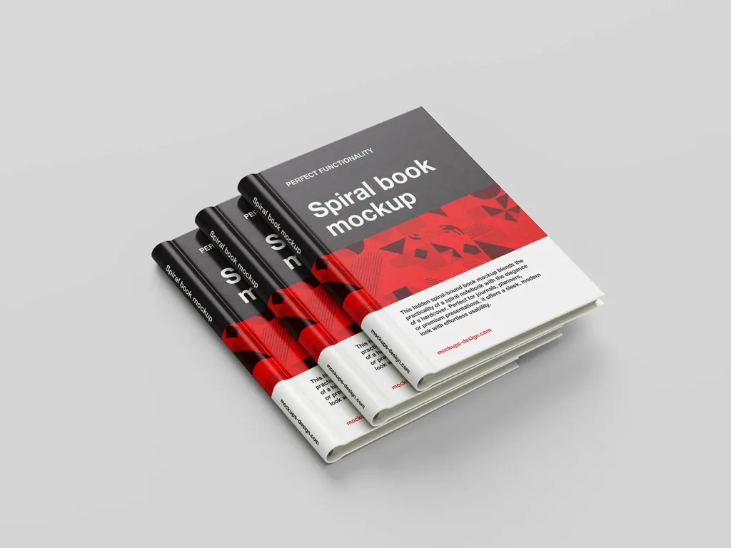 Sleek spiral-bound book mockup Sleek spiral-bound book mockup