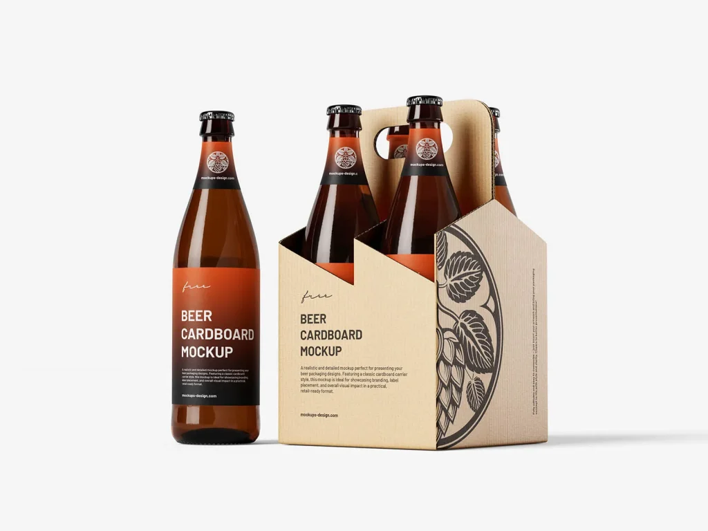 Craft-style beer carrier mockup