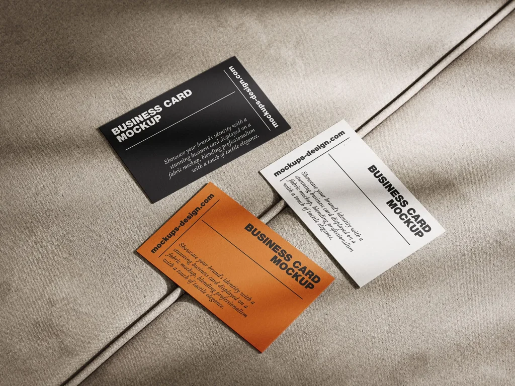 Free business card mockup on fabric