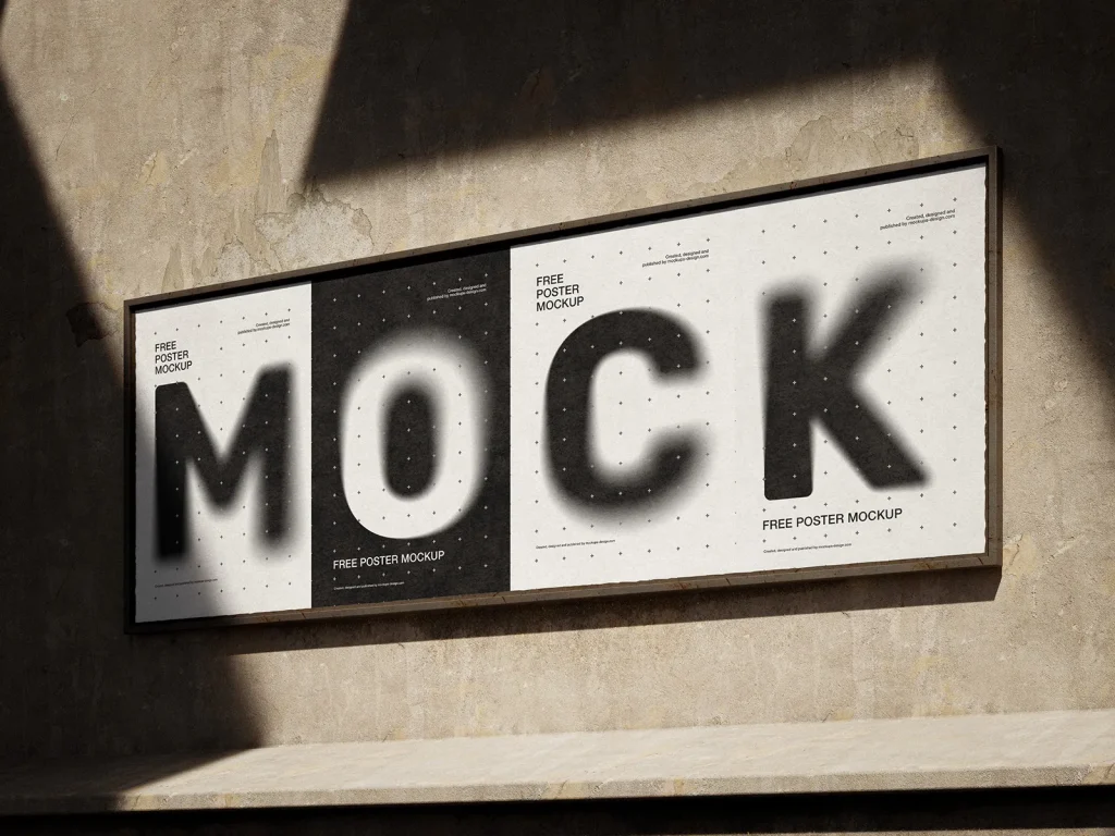 Four posters in metal frame mockup