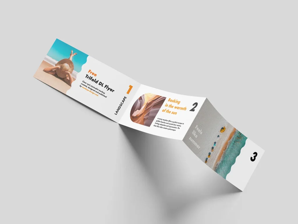 Free landscape trifold DL flyer mockup Free landscape trifold DL flyer mockup