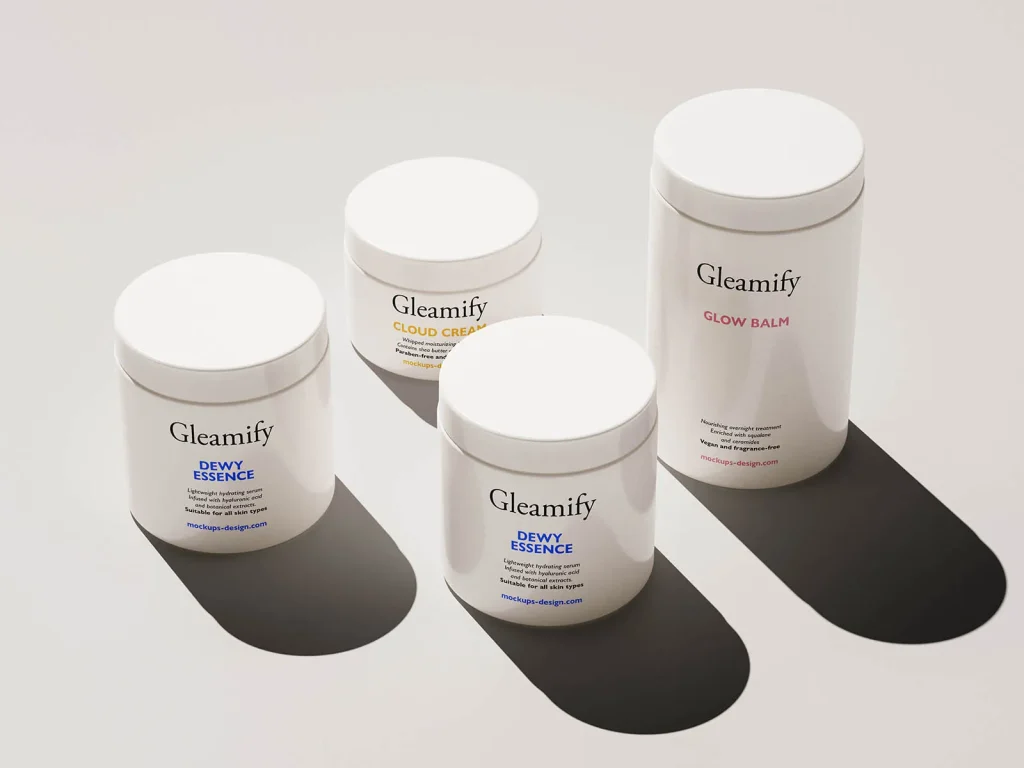 Multiple cosmetic jars mockup Multiple cosmetic jars mockup