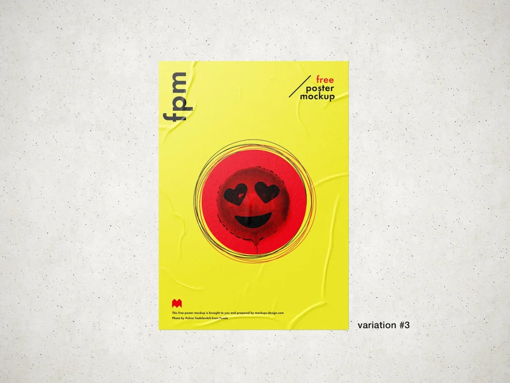 Free wrinkled poster mockup Free wrinkled poster mockup