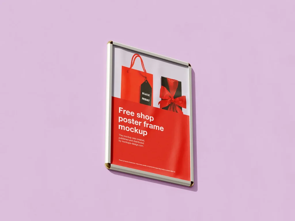 Free shop poster frame mockup