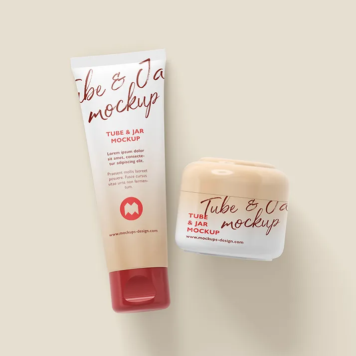 Free cosmetic tube and jar mockup Free cosmetic tube and jar mockup